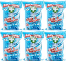 Image of Green Shield Wipes Glass & Window Cleaning Wipes 70 Wipes Per Pack x 6