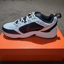 Image of Nike Air Monarch IV Men's Leather Trainers White/Black/Red, Size UK 9 Brand New