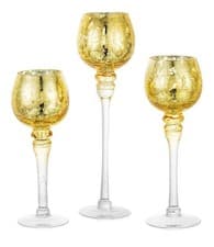 Image of 3pcs Mercury Glass Candle Holder for Christmas Home Room Decor Gold Decoration