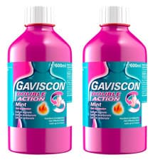 Image of 2 x Gaviscon Double Action Liquid 600ml - Mint Flavour - Large bottles