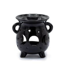 Image of Cauldron Oil Burner - Moon Phase - Black