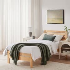 Image of Declan Solid Pine Single Bed Frame Rustic Scandi Contemporary
