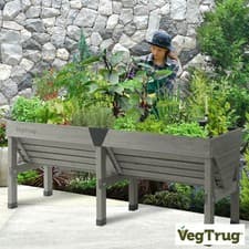 Image of VegTrug 1.8m Raised Garden Bed Planter Grey Wooden Outdoor Grow Box Patio UK