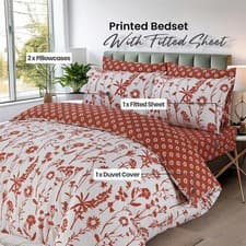 Image of 4 Piece Complete Bedding Set Duvet Cover Set With Fitted Bed Sheet & Pillowcases