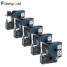 Image of 45013 12mm Black on White Label Tape  Compatible for DYMO D1 Labels 5PK