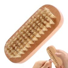 Image of Wooden Nail Brush 2-Sided Fingernail Cleaning Brush Wooden Tool Boar Bristles