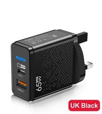 Image of 65W PD Plug 2 Port USB-C Type C Wall Charger Adapter UK Plug For Mobile Phones