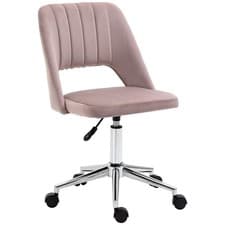 Image of Vinsetto Armless Velvet-Feel Office Chair - Pink