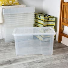 Image of Wham 60L Crystal Clear Plastic Box and Lid - 5 Pack