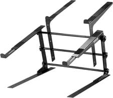 Image of Pyle Portable Dual Laptop Stand, Universal Standing Table with Adjustable Height