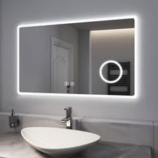 Image of EMKE Large Bluetooth Bathroom Mirror With Led Lights Shaver Socket Anti-fog