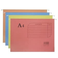 Image of 20x A4 SUSPENSION FILES MIXED COLOUR + TABS/INSERTS HANGING CABINET FILES COLOUR