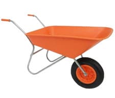 Image of Orange Wheelbarrow 85L pneumatic wheel 85 litre Gardening mucking out barrow