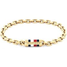 Image of Genuine Tommy Hilfiger Bruce Gold Tone Chain Enamel Logo Bracelet 2790653 - 19cm