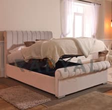 Image of MARSEILLES OTTOMAN STORAGE BED PANEL PLUSH VELVET UPHOLSTERED BED FRAME