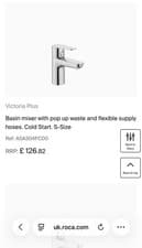 Image of Roca Victoria Plus Basin Mixer Tap Chrome With Cold Start - A5A3A4FC00