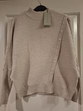 Image of Mint Velvet Ribbed Jumper with Button Detail – Size M