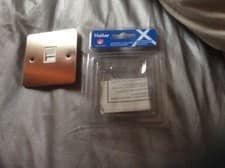 Image of Brushed Stainless Steel Telephone Master Unit Socket white insert flat plate