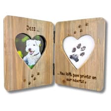 Image of Memorial Photo Frame Dog Cat | Personalised, Engraved Paw Prints | Double Photo