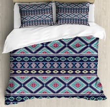 Image of Aztec Duvet Cover Set Folkloric Geometrical Art