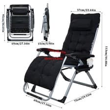 Image of 72cm Folding Recliner Chair Extra Wide Alloy Reinforced Frame Pearl Cotton Pad