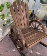 Image of Garden Rocking Chair Rustic Wooden Seat Adirondack Outdoor Patio Sun Lounger NEW