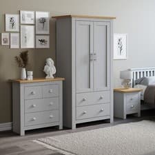 Image of Bedroom Furniture Set Chest of Drawer Wardrobe Bedside Cabinet Table 3 Piece