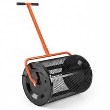 Image of COSTWAY Compost Spreader 61cm Peat Moss Spreader Roller w/ Adjustable Handle