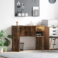 Image of WALPLUS Writing Desk 90x49x75cm Smoked Oak Drawer Home Office Study Table