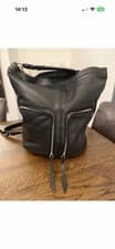 Image of All Saints Black Leather Fetch Lea Bag New Unused Immaculate