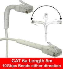 Image of 5m CAT6 Ethernet Network Patch Cable Adjustable 90 Degree Right Angled CAT 6a