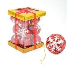 Image of 12 Red Glitter Christmas Tree Decorations Baubles Soft Foam Xmas Home Decor