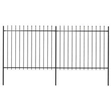 Image of Garden Fence with Spear Top Steel 359x150 cm Black