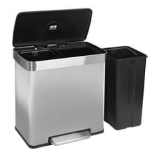 Image of 60L Double Kitchen Pedal Bin Soft Close Stainless Steel Recycling Bin (2 x 30L)