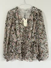 Image of TED BAKER BLOUSE Chiffon front tie NEW Brianna Ivory floral multi print 10 12 14
