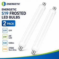 Image of Energetic S19 Frosted LED Bulbs 6W 530lm 2700K Warm White 2 Pack