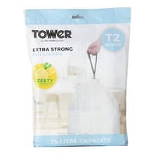 Image of Tower 75L Lemon Scented Bin Liners 20 Pack White
