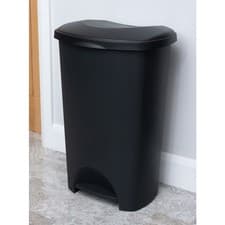 Image of Addis 50L Black Pedal Bin – Large Kitchen Rubbish Waste Bin with Foot Pedal