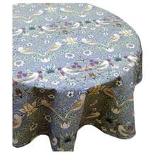 Image of WILLIAM MORRIS Strawberry Thief Blue 132 x 228cm Fabric Tablecloth