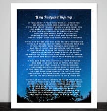 Image of IF by Rudyard Kipling Print Poem Quote Fabric Stars. You will be a man, my son