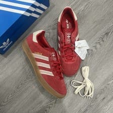 Image of Adidas Originals Gazelle Indoor Trainers Better Scarlet Red White Gum Sole UK 6