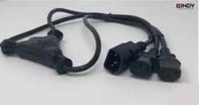 Image of Lindy 30363 IEC C14 to 2 x IEC C13 Splitter Power Extension Cable, Black, 1m