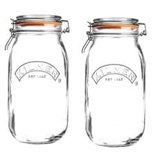 Image of 2 3L Round Clip Top Kilner Jar Glass Storage Preserve Airtight Food Cereal Jar