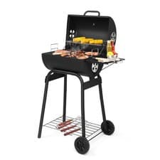 Image of Portable Outdoor BBQ Charcoal Grill 500 Sq. In with Side Table & Wheels