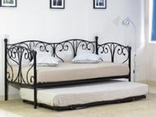 Image of 2ft6, 3ft Day Bed with Crystal Finials in Black or White with Trundle & Mattress