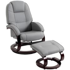 Image of HOMCOM Recliner Chair with Footstool, Swivel Recliner Armchair, Grey