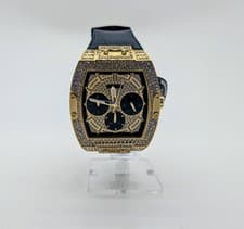 Image of Guess Phoenix Men's Watch GW0048G2 Black Gold Tone Crystal Dial Silicone Strap