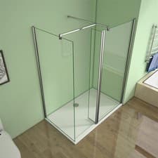 Image of AICA Walk In Wet Room Shower Enclosure Screen Flipper Nano Glass Tray Free Waste