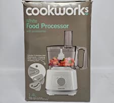 Image of Cookworks White Food Processor with Accessories, 1.4L, 500W, 2x Speeds + Pulse