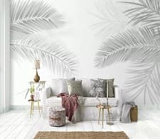 Image of 3D Gray Leaves R29638 Wallpaper Wall Mural Self-adhesive Removable Luna